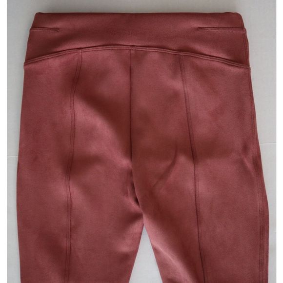 Spanx 20322Q Women's Sz M Rich Rose Pink Faux Suede High Waisted Leggings - Picture 6 of 11